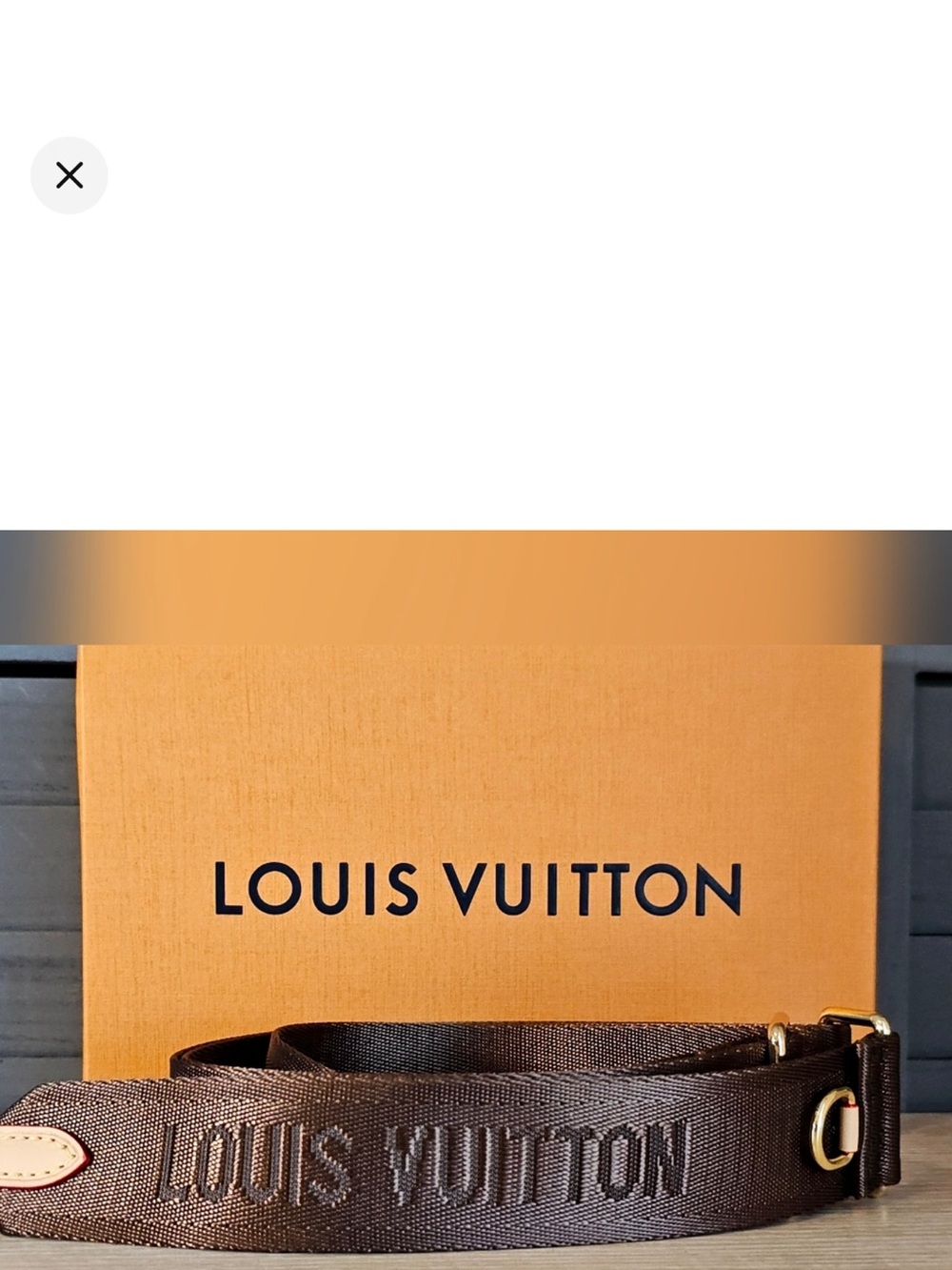 Louis Vuitton Brown Webbing Messenger Strap with Gold Hardware
